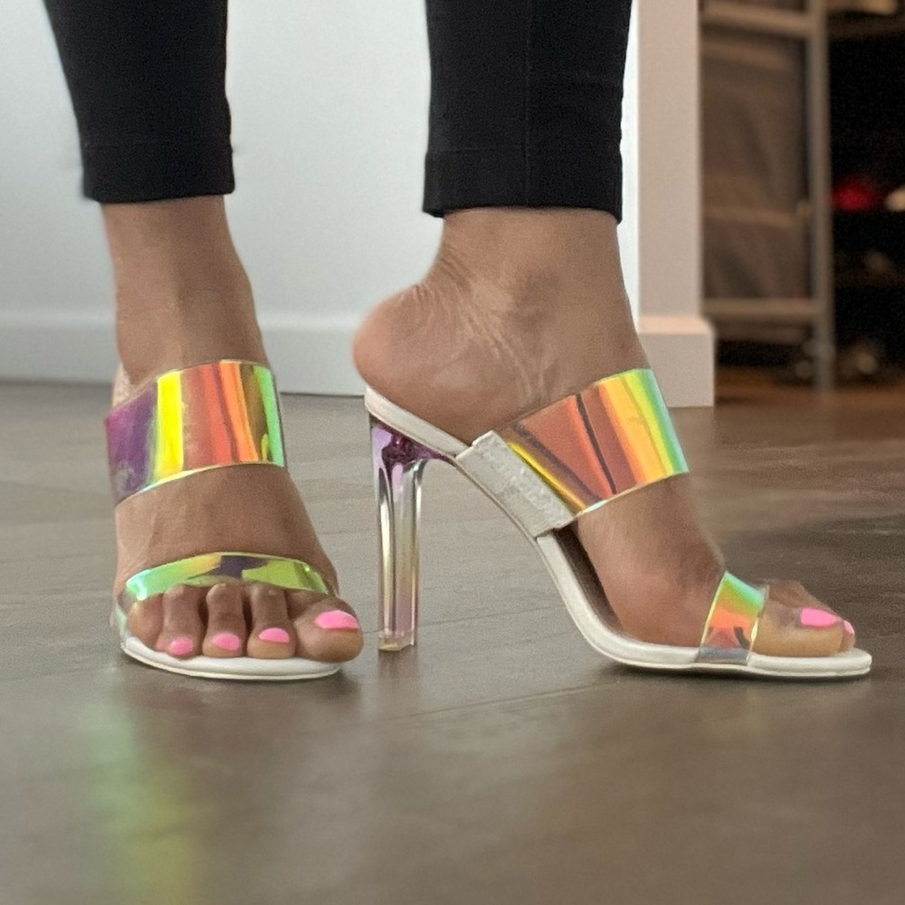 Holographic Heeled Sandals